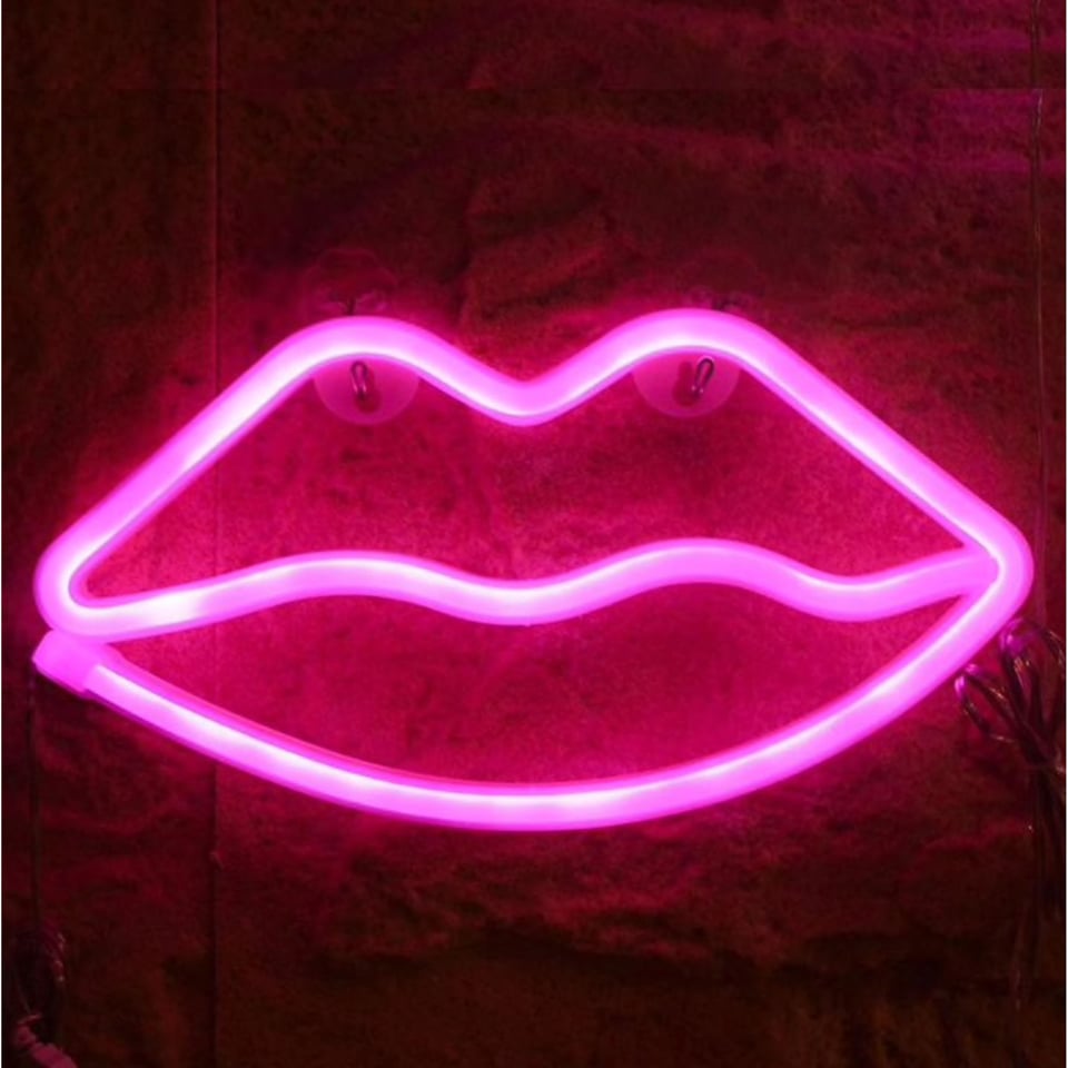 Lamp lippen, lamp mond. Nachtlamp in vorm van lippen/mond. Neon lamp lippen. Leuke sfeerlamp. Neon ophanglamp / wandlamp. Roze.
