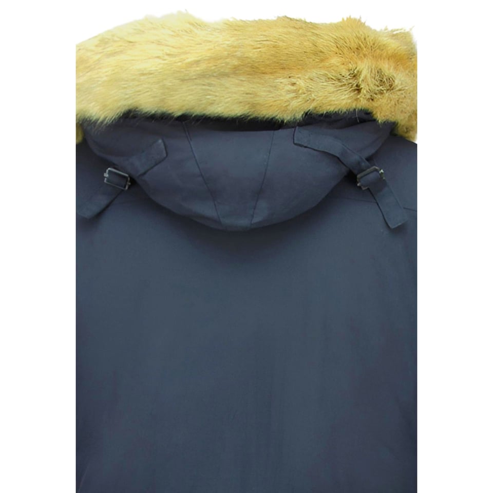 Lange Heren Parka Jas - Met Faux Bontkraag - Blauw