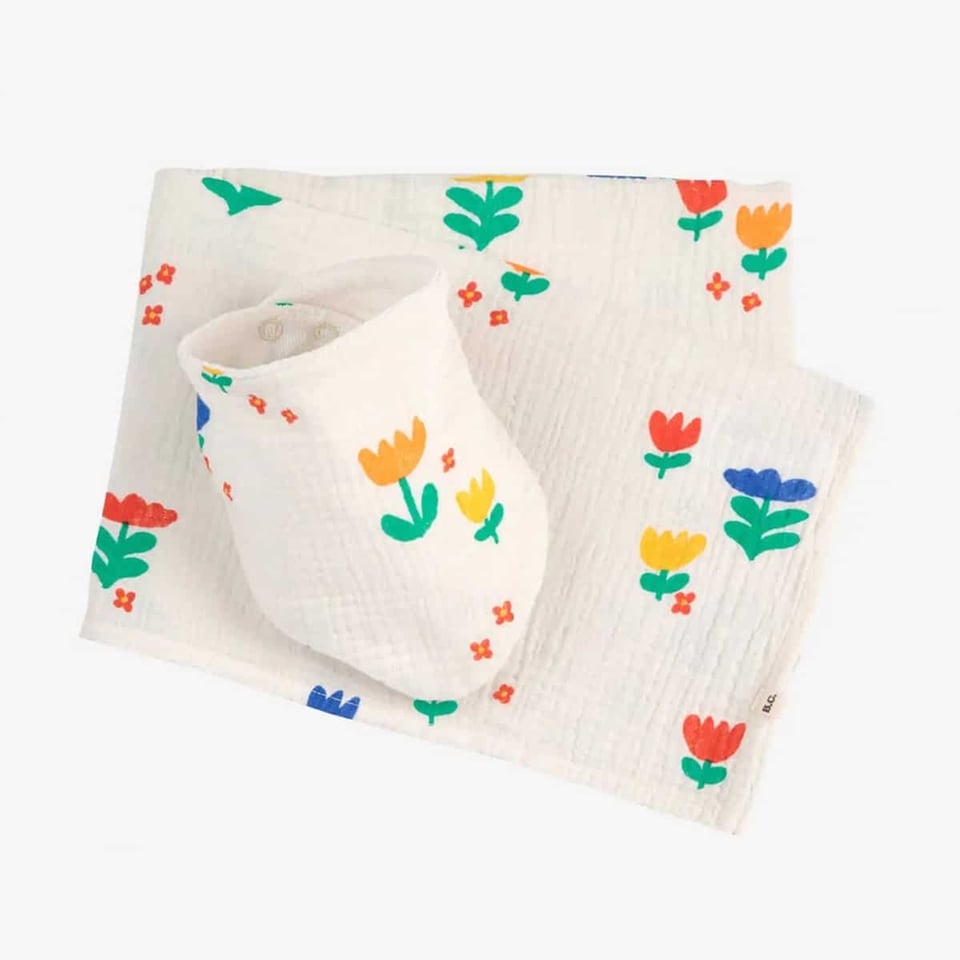 Bobo Choses Garden Party All Over Muslin & Bib Set