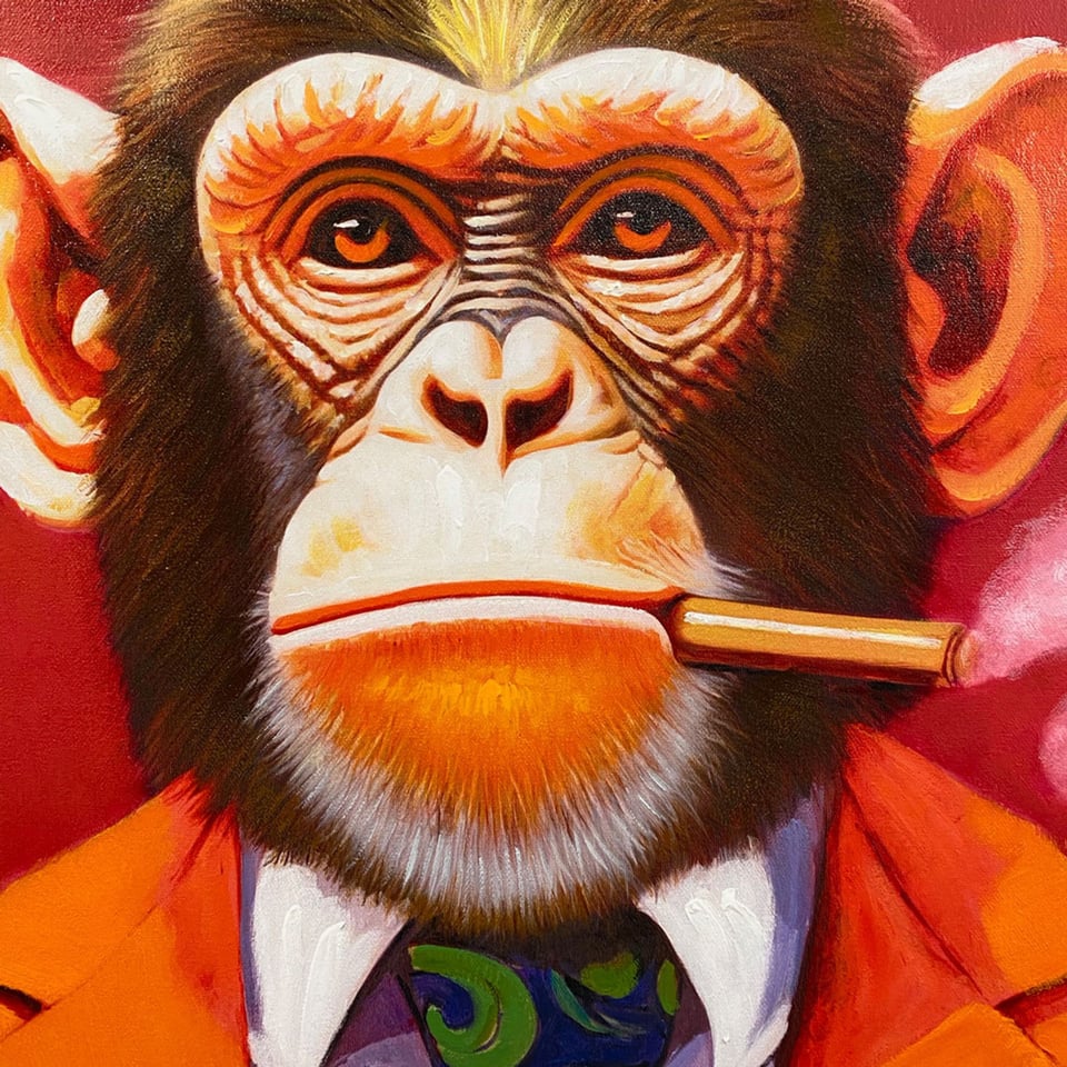 Schilderij Monkey Boss 70x100cm Ingelijst