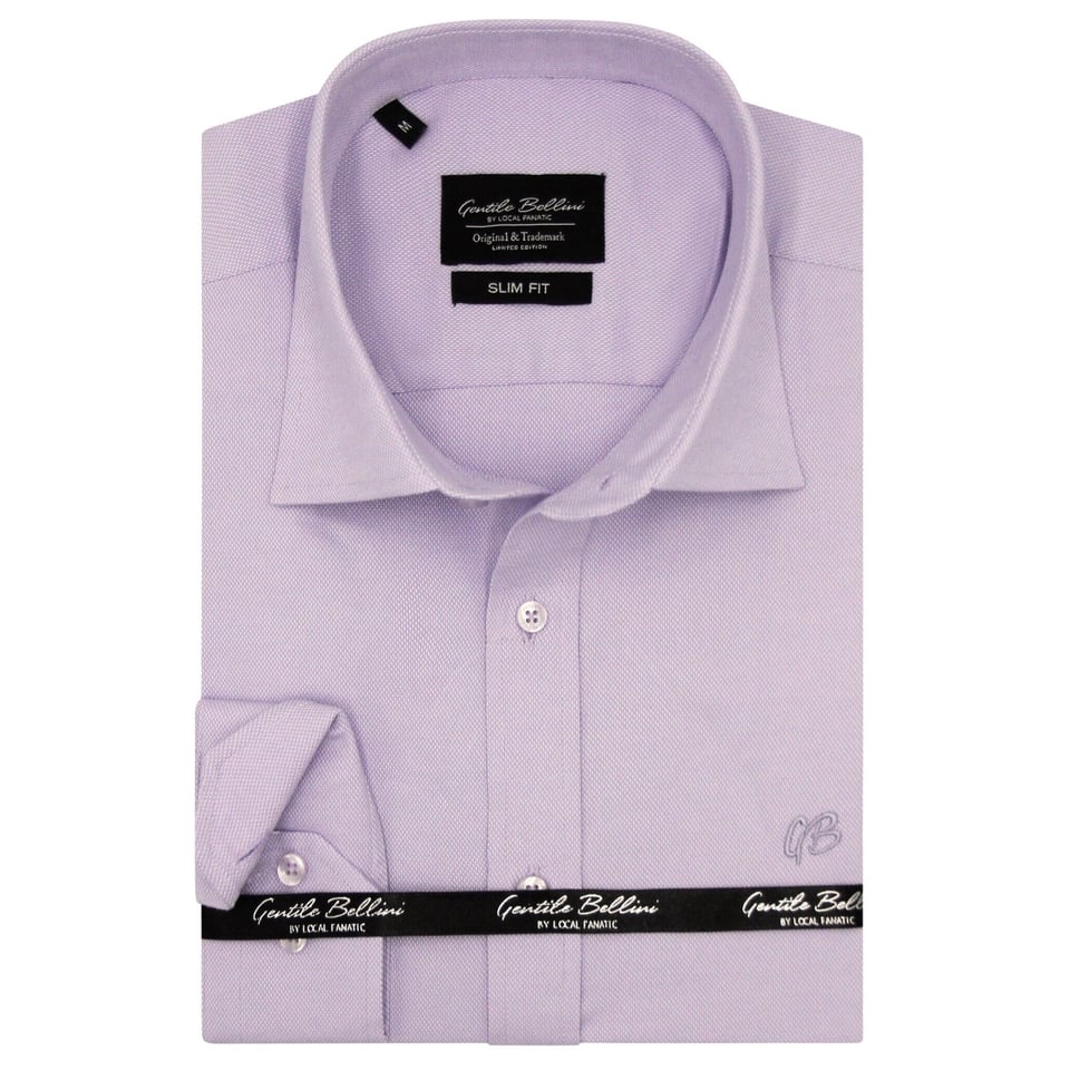 Getailleerde Heren Effen Oxford Shirt - Slim Fit Stretch - Paars