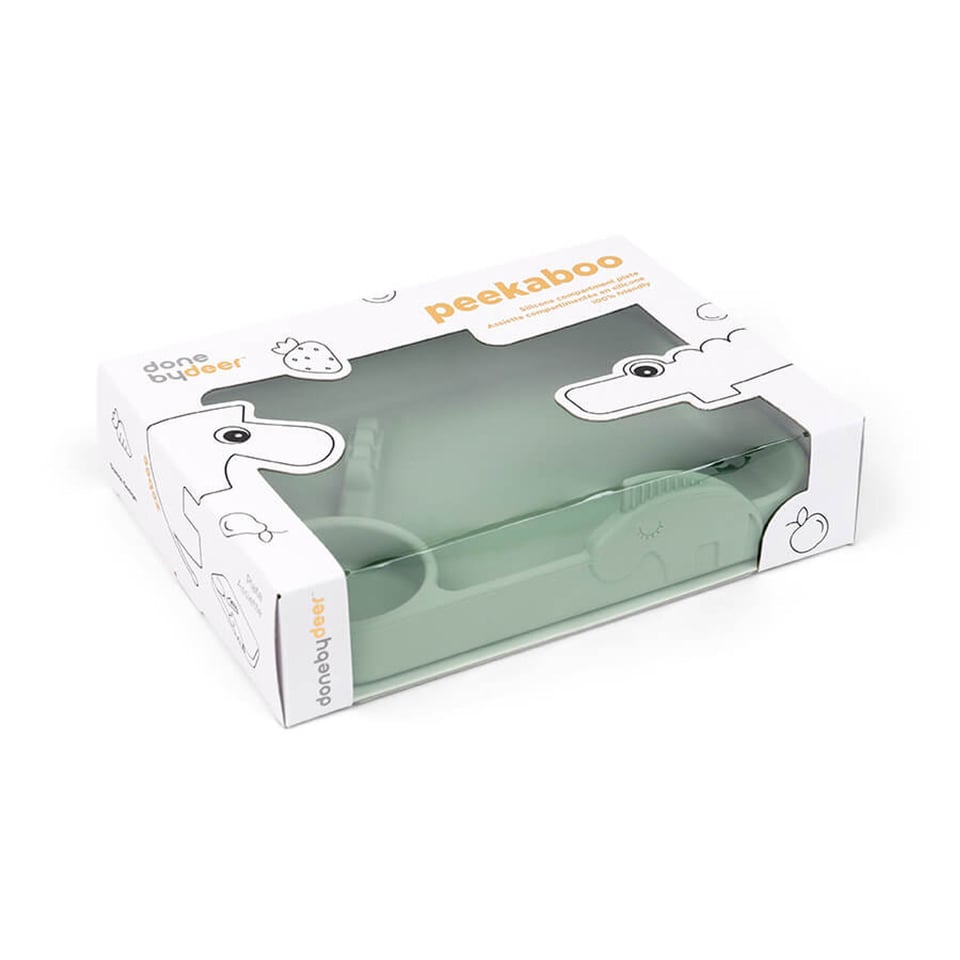 Peekaboo Compartment Plate Deer Friends Green