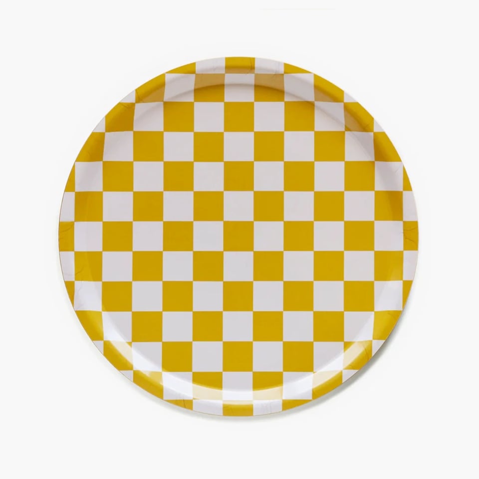 Blu Kat Dienblad Mustard Checker Rond 31cm