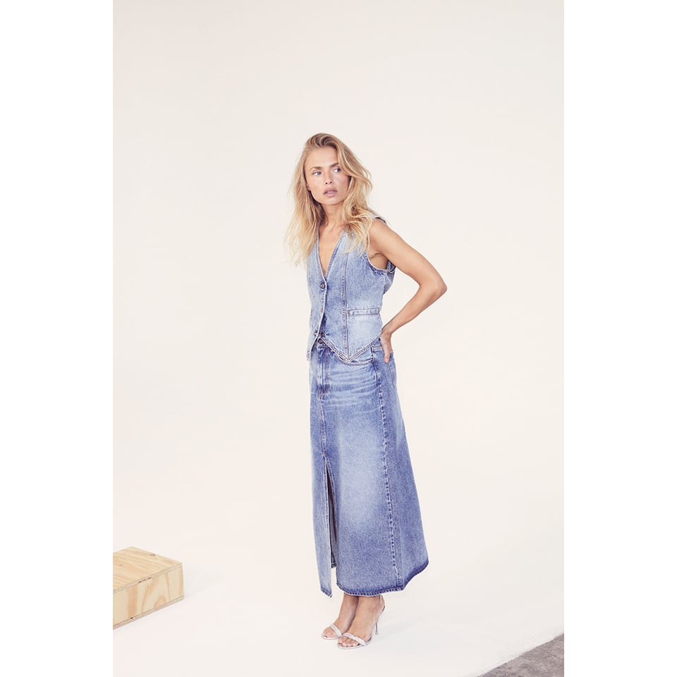 Co'Couture Vika Slit Denim Skirt - Denim Blue