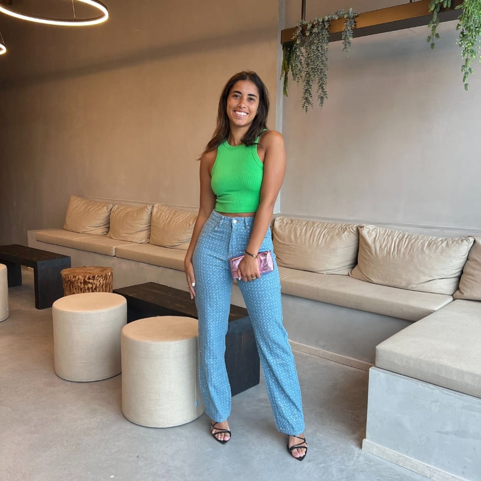 High waist jeans met strass steentjes