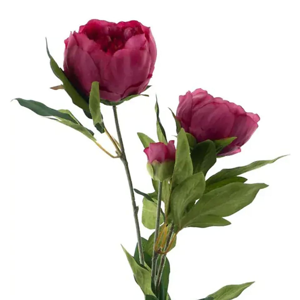Kunstbloem Pioenroos Fuchsia 3 Bloemen Tak 65cm
