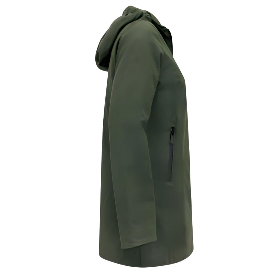 Double Face Dames Jassen Parka - Slim Fit - Groen