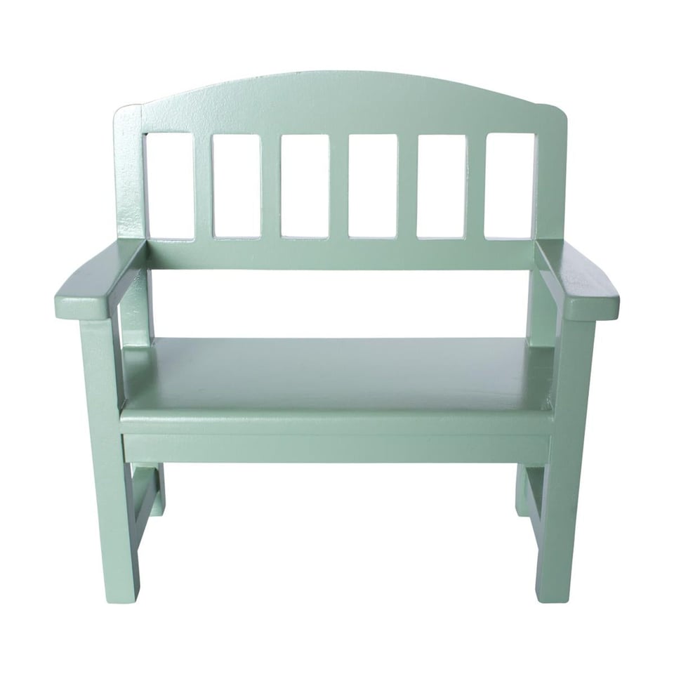 maileg poppenbankje wooden bench green