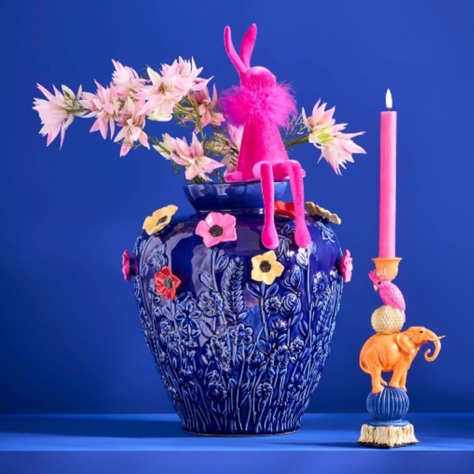 Vaas Primavera Blauw Keramiek 35x37cm Handgemaakt