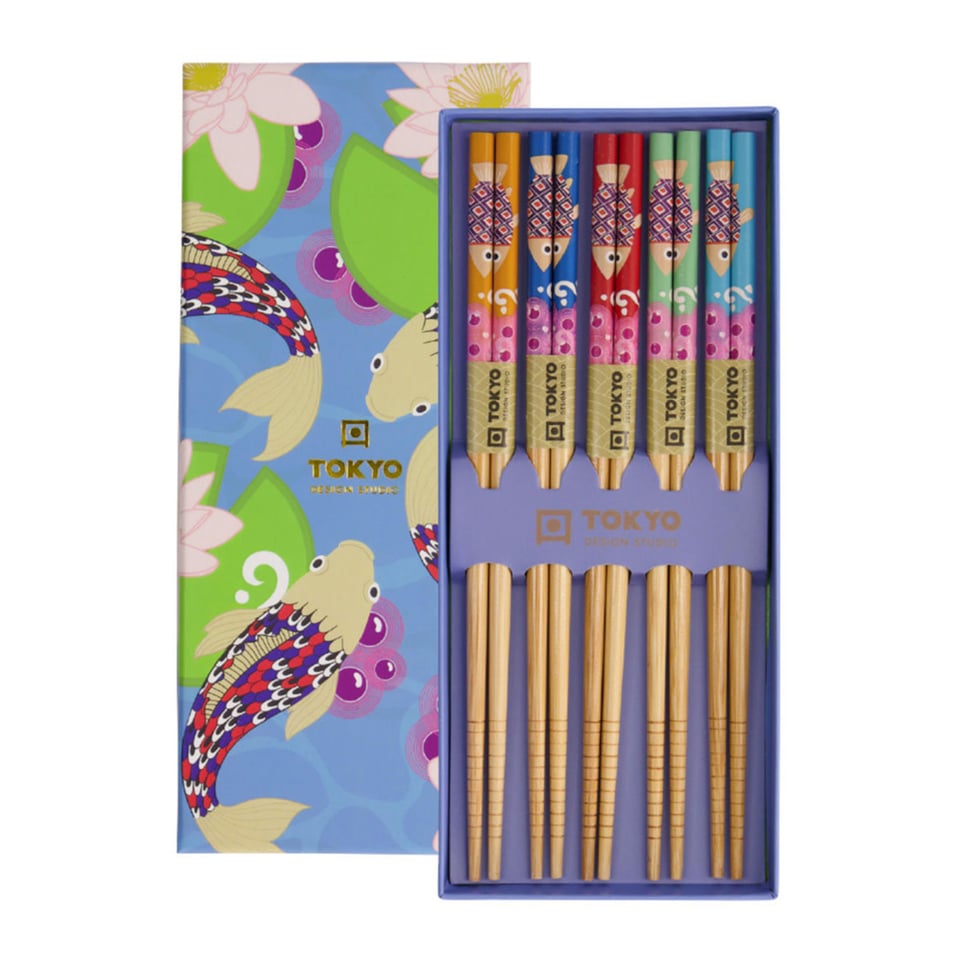 Chopsticks Blue Lotus Set/5 in Cadeau Doos