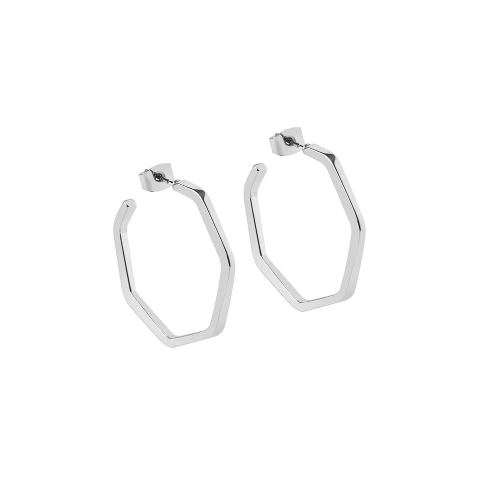 Silver Plated Hexagon Earrings