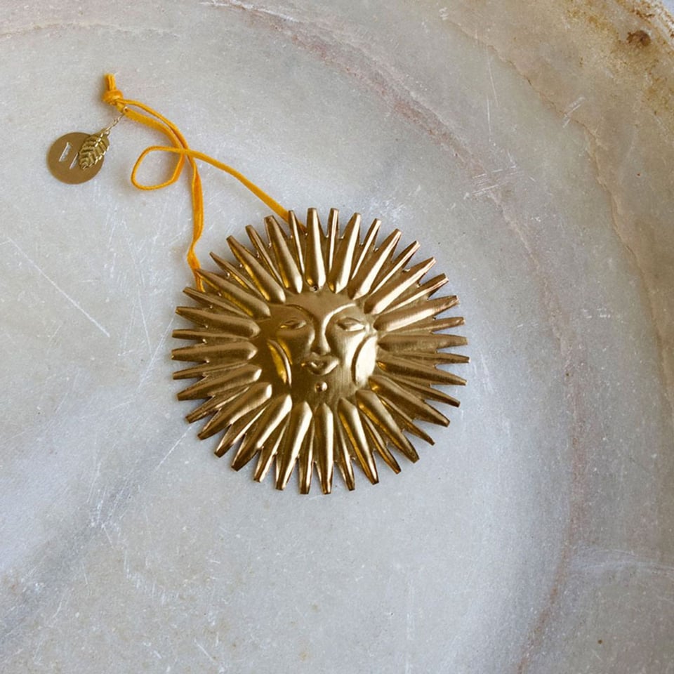 Wand Ornament Mini Zon Antiek Goud 10x10cm