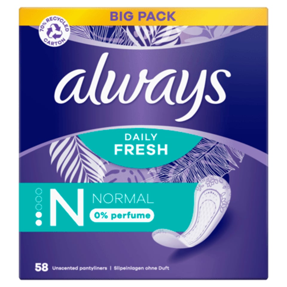 Always Inlegkruisjes Fresh Normal 0% Perfume