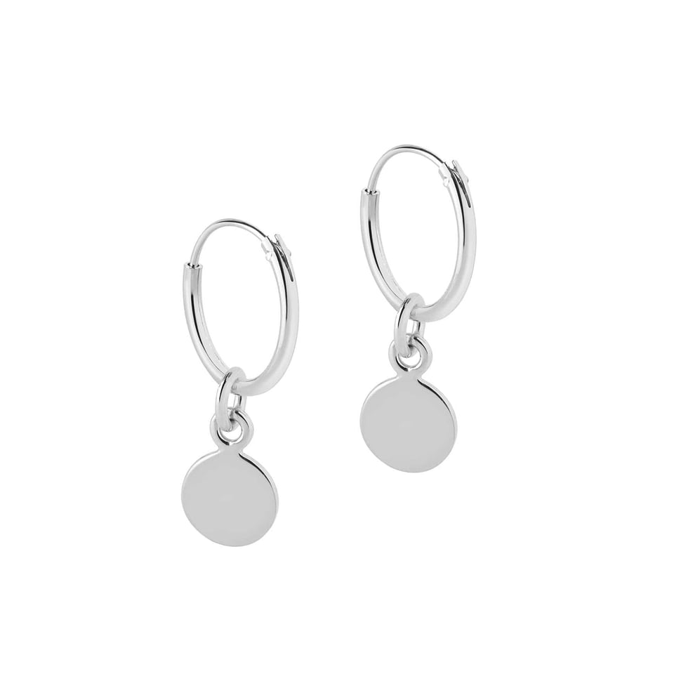 Silver Hoop Earrings with Round 12 MM
