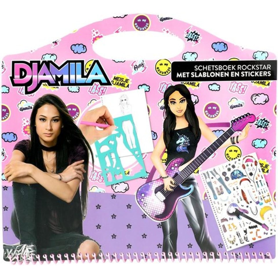 Djamila Schetsboek Rockster Met Sjablonen en Stickers