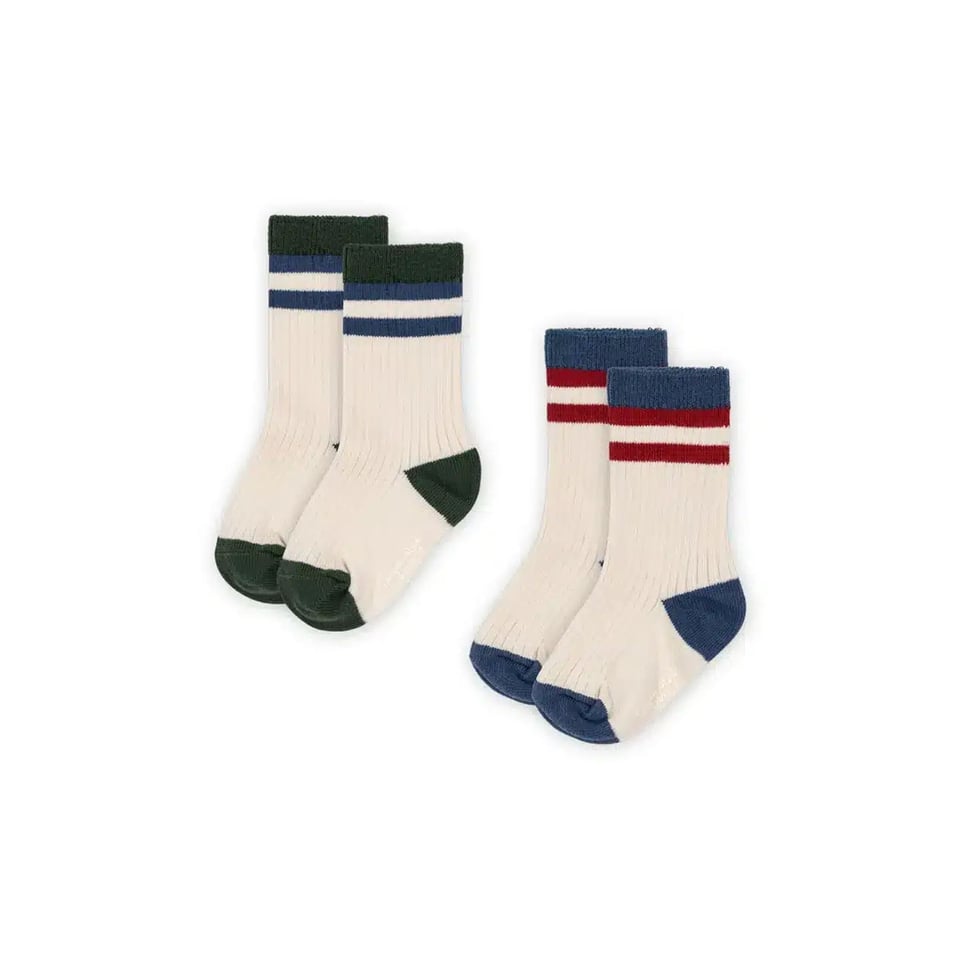 Konges Sløjd 2 Pack Rib Socks Multi Stribe