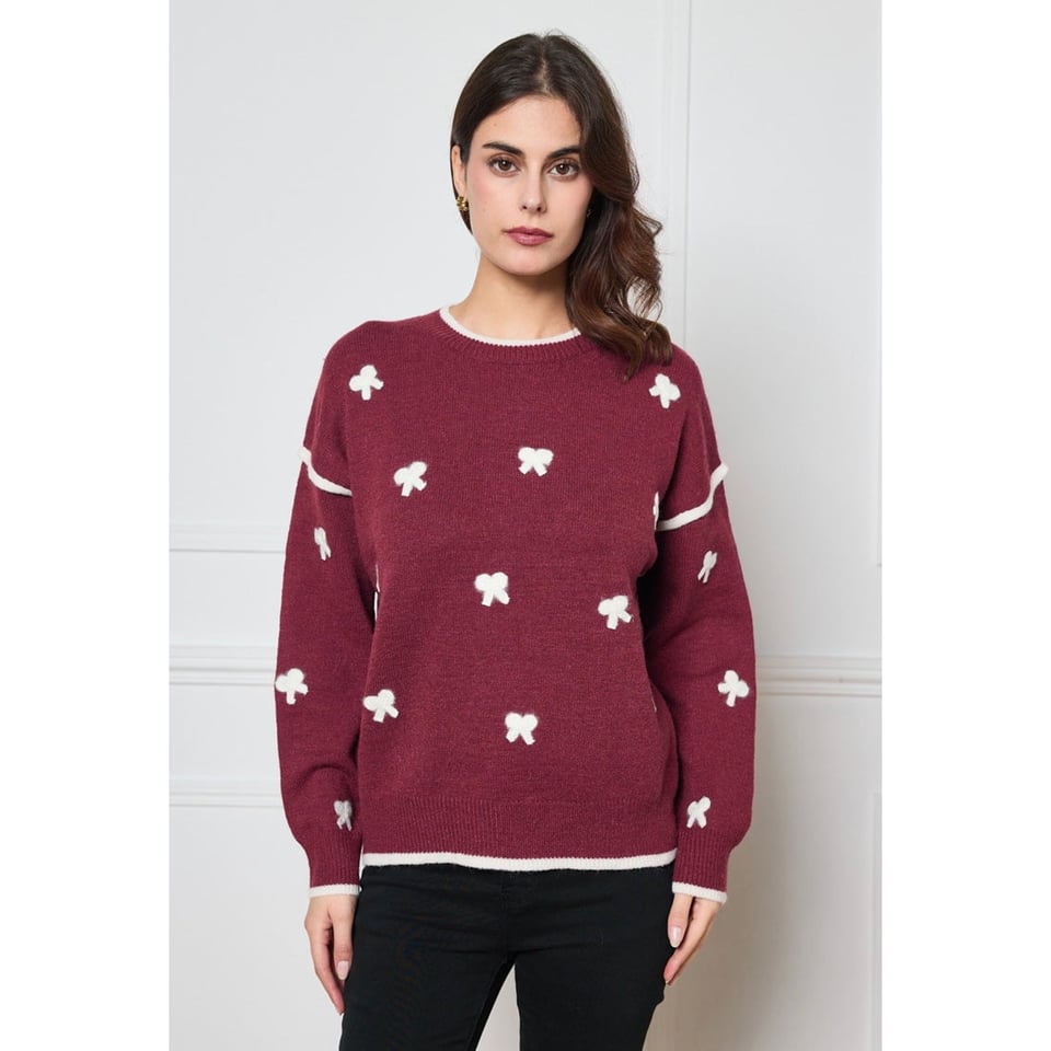 Lovely BowTie Pullover - Burgundy - OneSize x