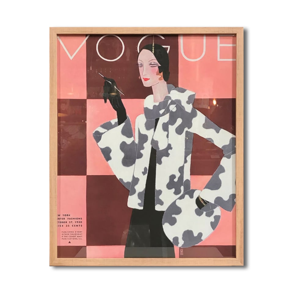 Poster Vogue Lady in Fur Multicolor 42x52cm Ingelijst