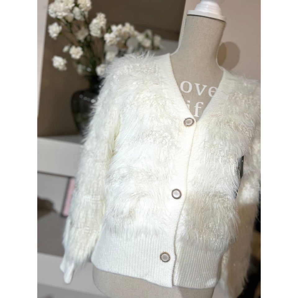 Fluffy Jolie vest - White sparkle - OneSize