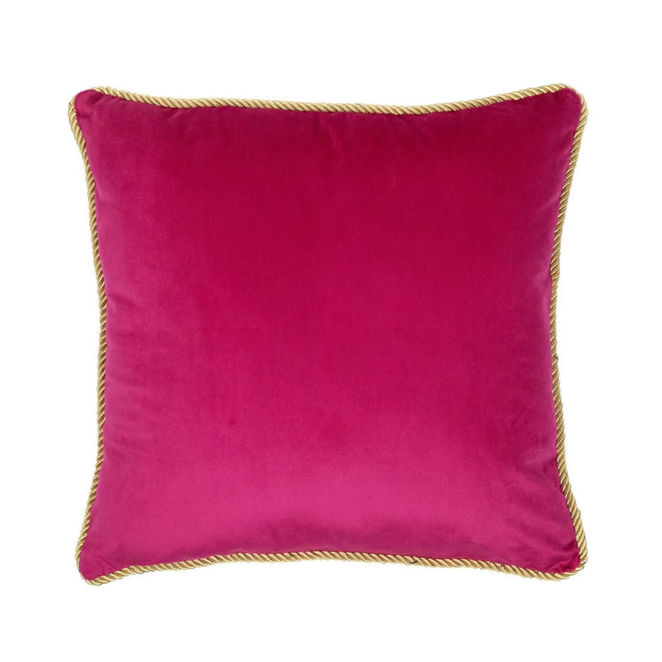 Sierkussen Fuchsia Fluweel 45x45cm Gouden Bies