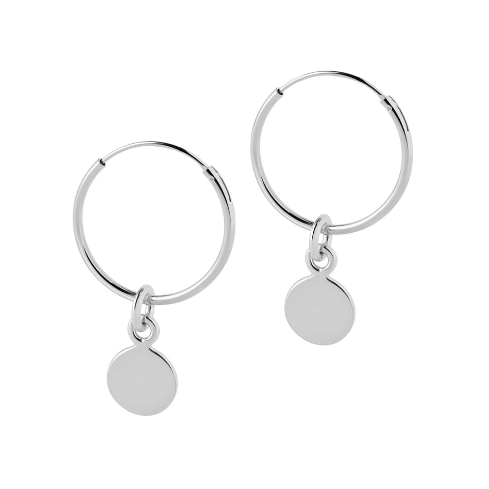 Silver Hoop Earrings with Round 12 MM
