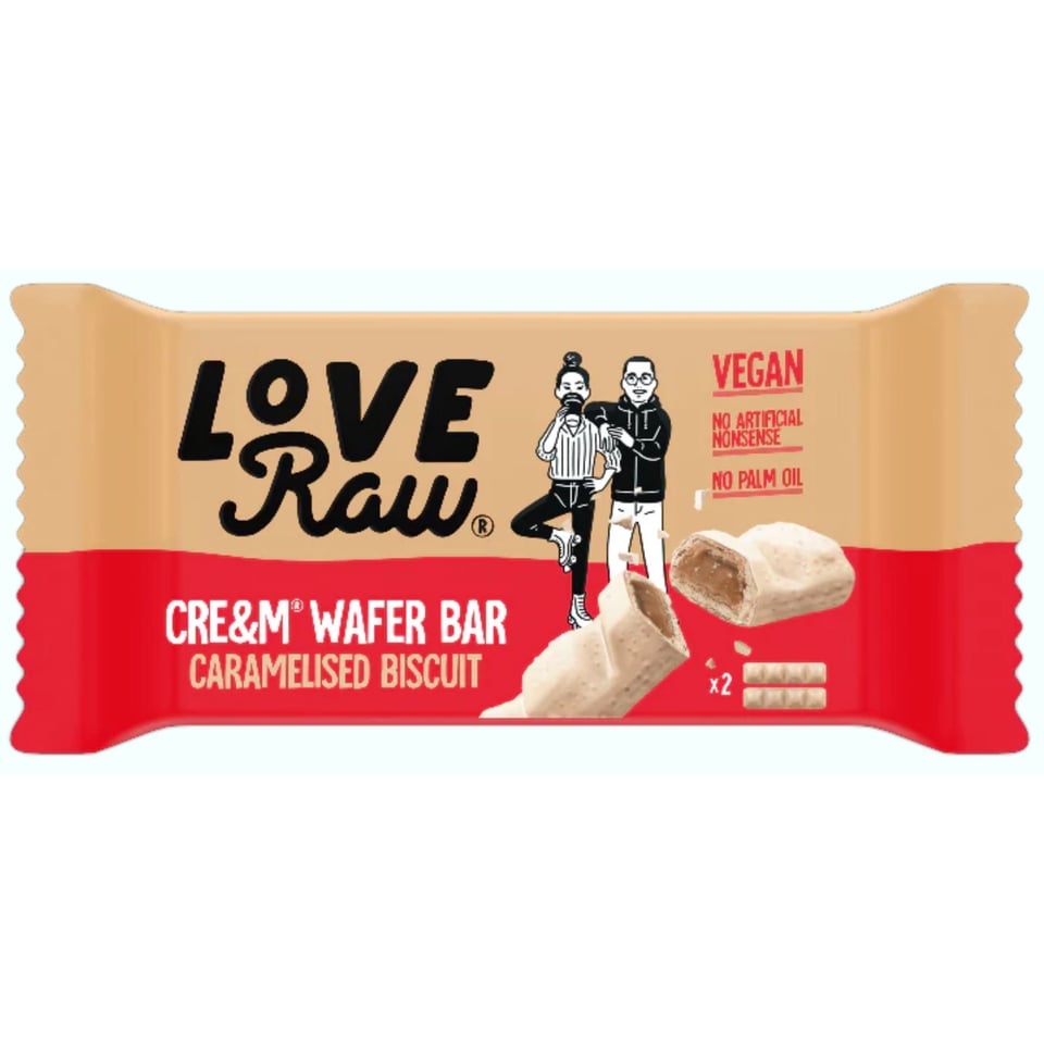 LoveRaw Cre&m Wafer Bar Caramelised Biscuit 45g