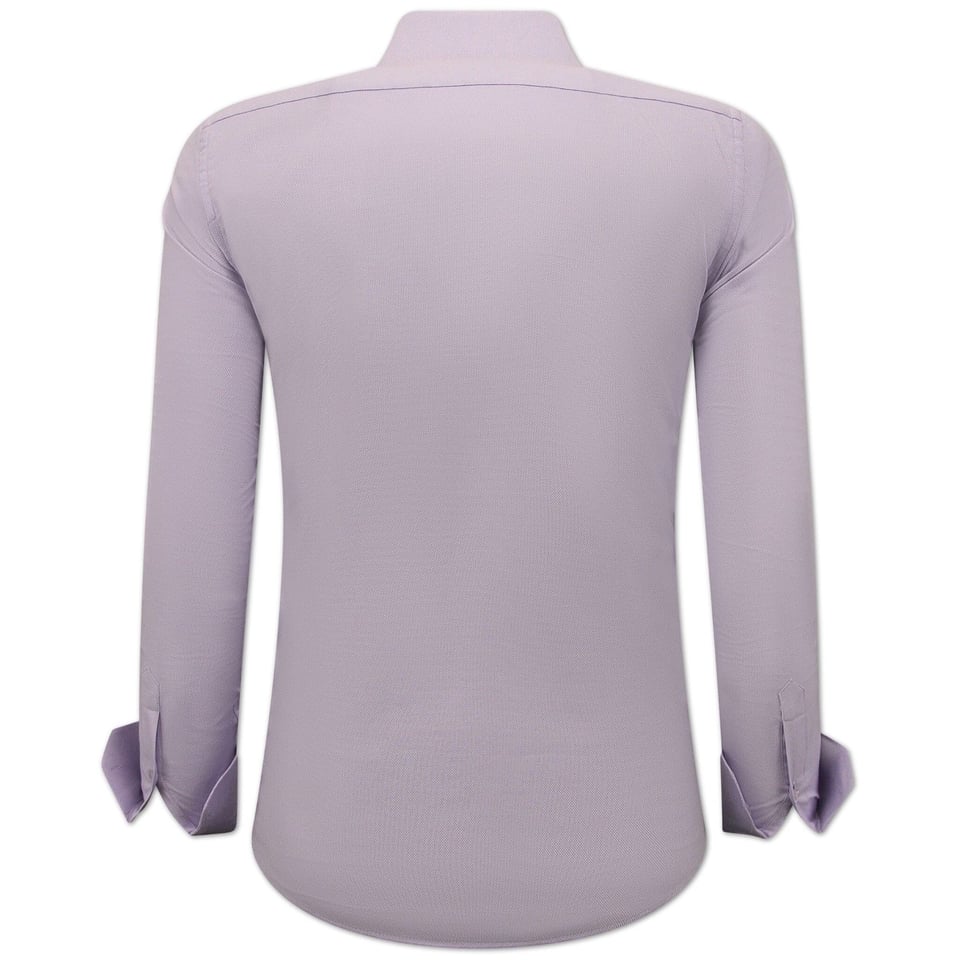 Getailleerde Heren Effen Oxford Shirt - Slim Fit Stretch - Paars