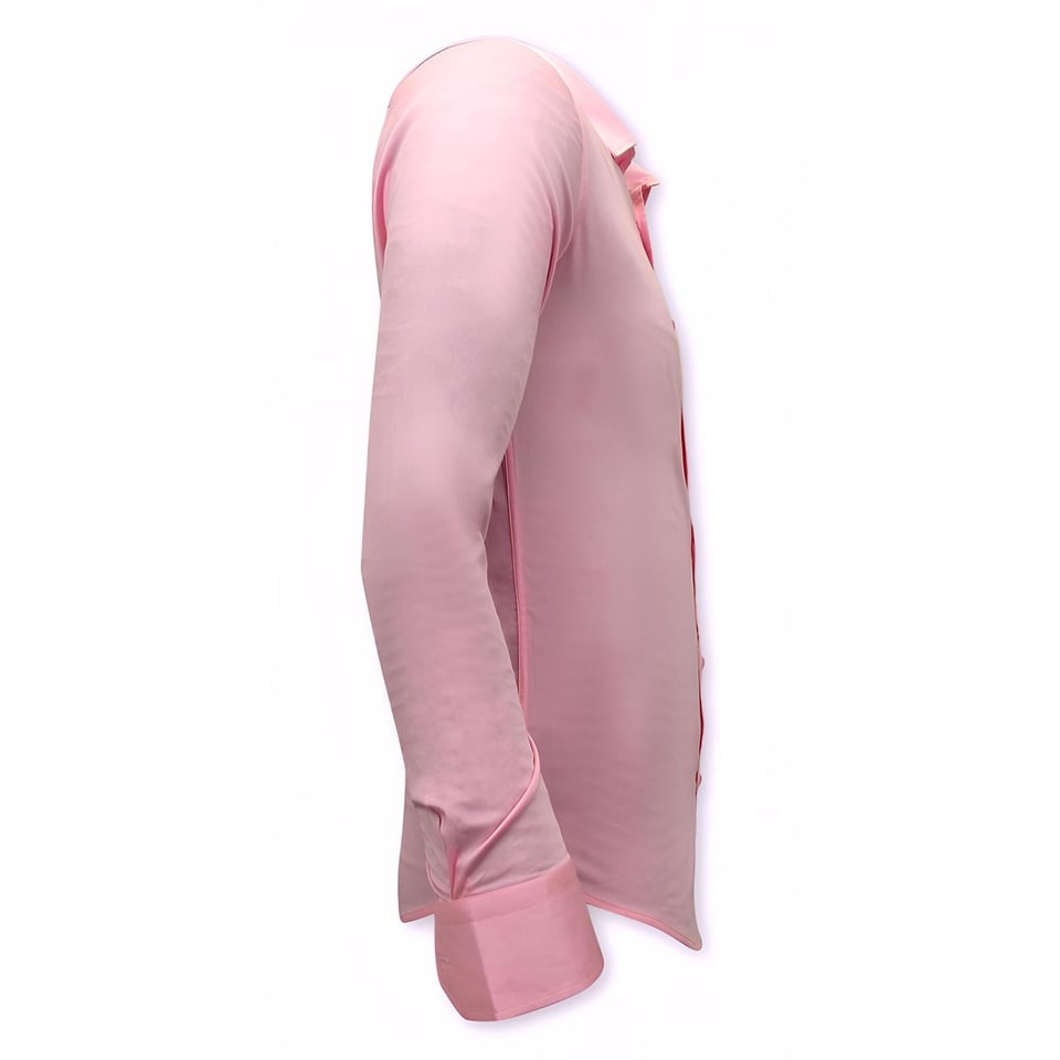 Luxe Blanco Satijn Hemd Voor Mannen - Slim Fit - 3071 - Roze