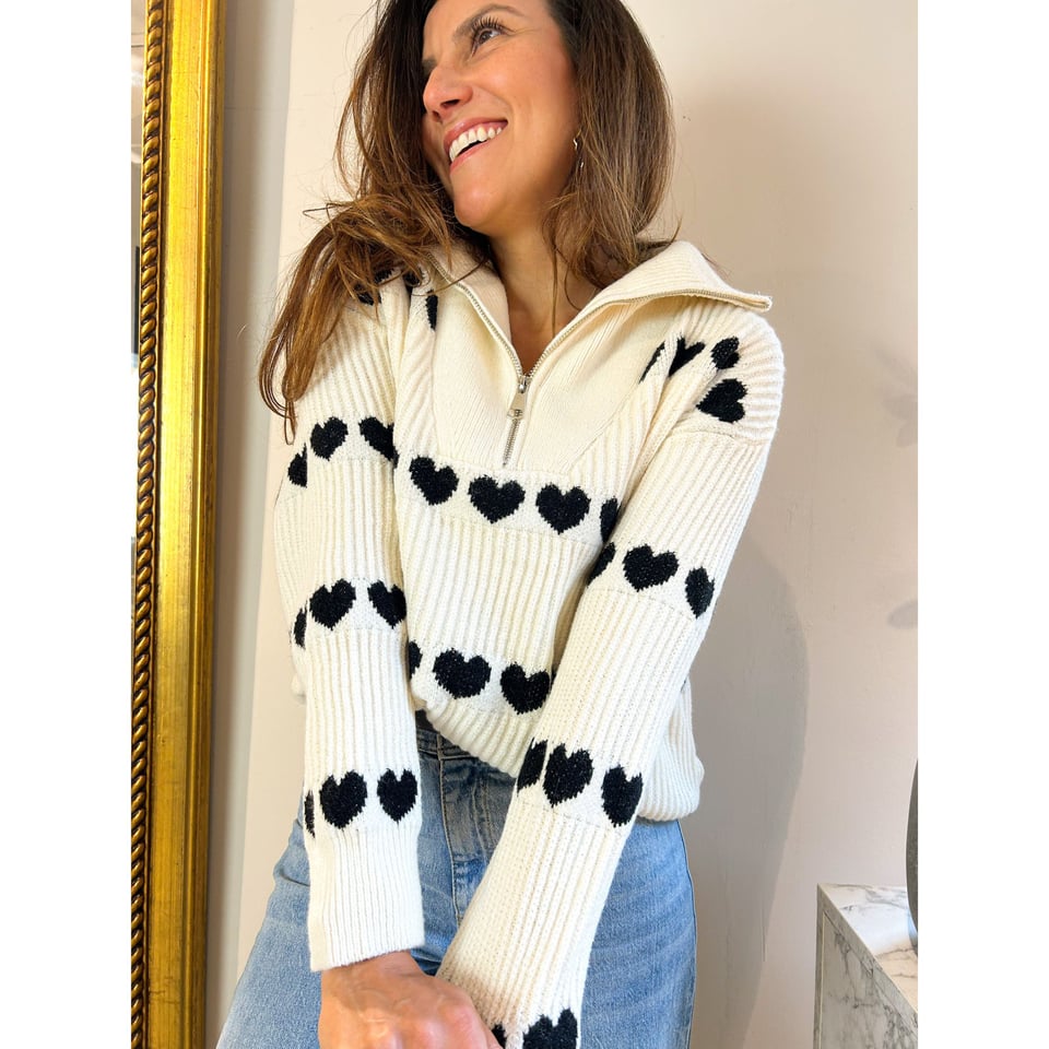 Zip Knit LOVE- Black & White - OneSize