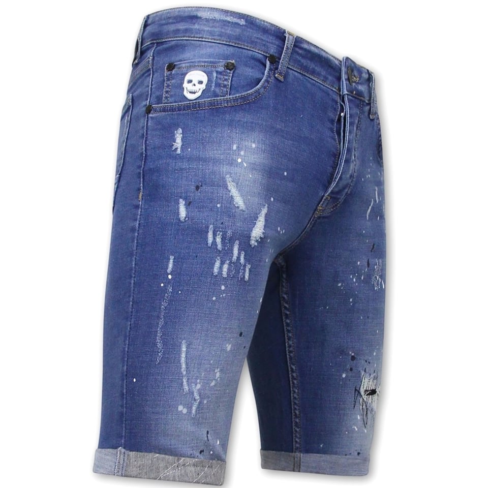 Korte Broek Skinny Met Verfspatten -1031-SH- Blauw
