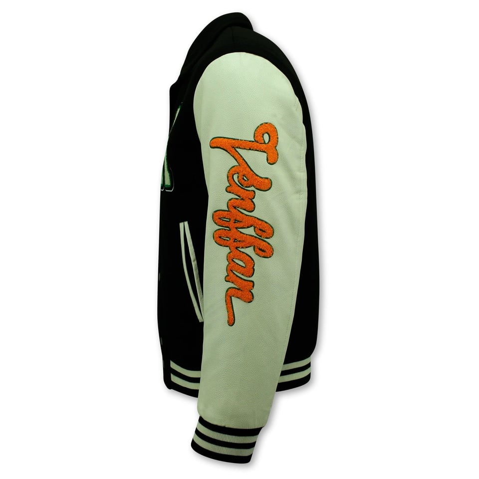 Geborduurde Vintage Varsity Jacket Heren Oversized - 851 - Zwart