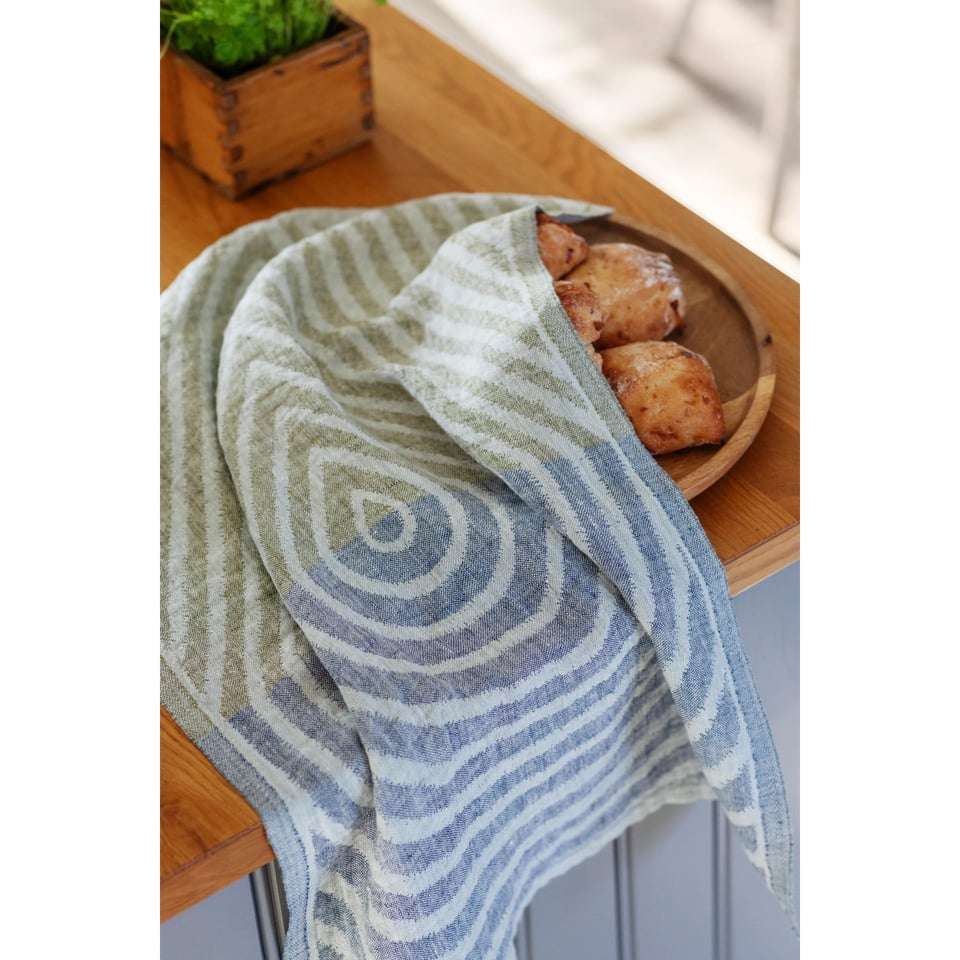 Metsälampi Linnen Handdoek, Grijs-Bosbesblauw-Olijfgroen