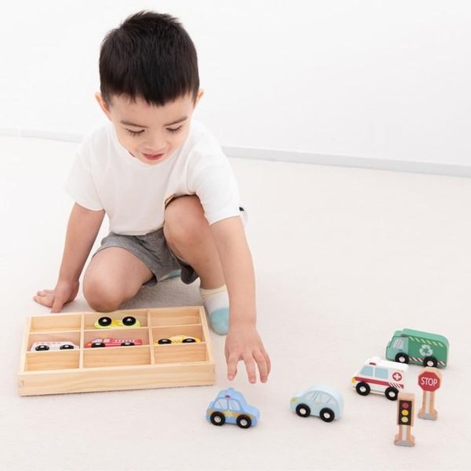 Houten Voertuigen Set - 11 Delig (New Classic Toys)