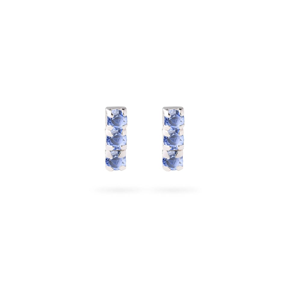 Triple Light Sapphire Stud Earrings 925 Silver - Light Sapphire / 925 Silver / 1.5mm x 5mm