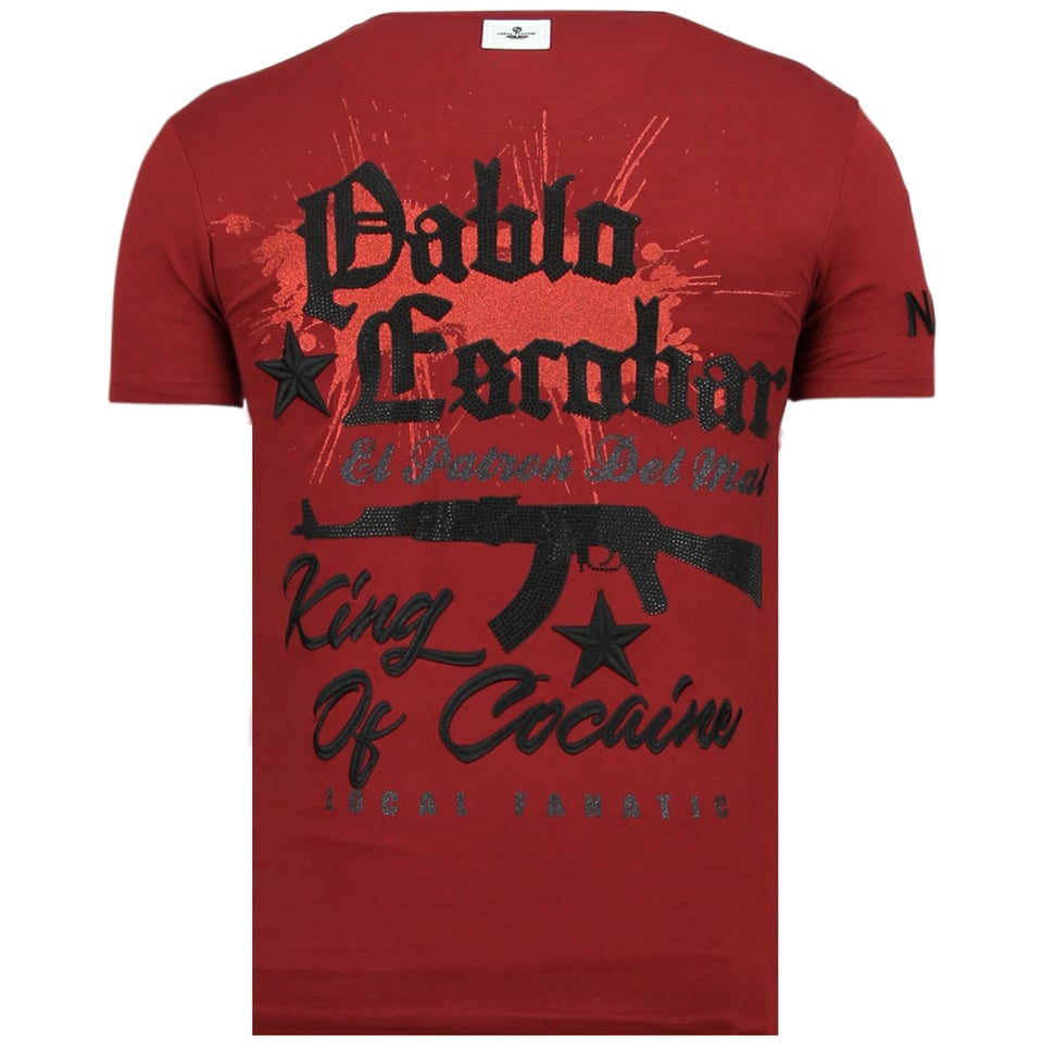 El Patron Pablo - Rhinestone T-Shirt - Bordeaux