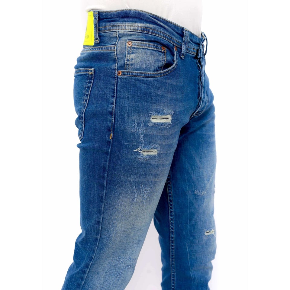 Jeans Heren Slim Fit Met Gaten -DC-036- Blauw