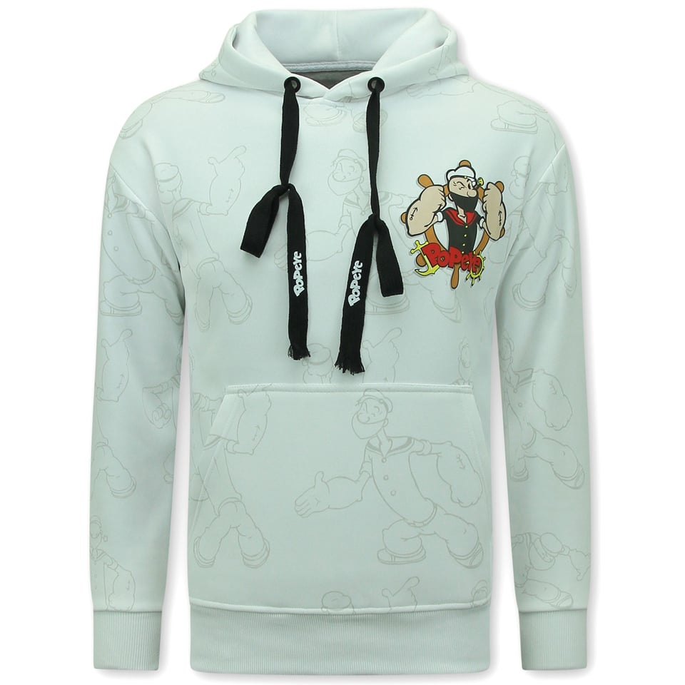 Hoodie Heren Met Capuchon - Popeye - Wit