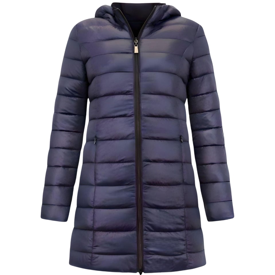 Double Face Dames Jassen Parka - Slim Fit - Blauw