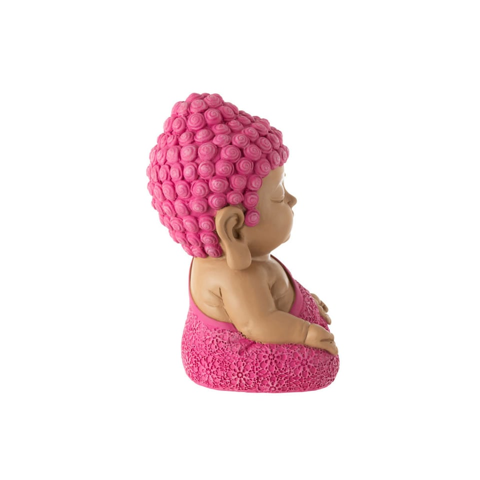 Beeldje Boeddha Zen Roze Kunststof 20x20cm