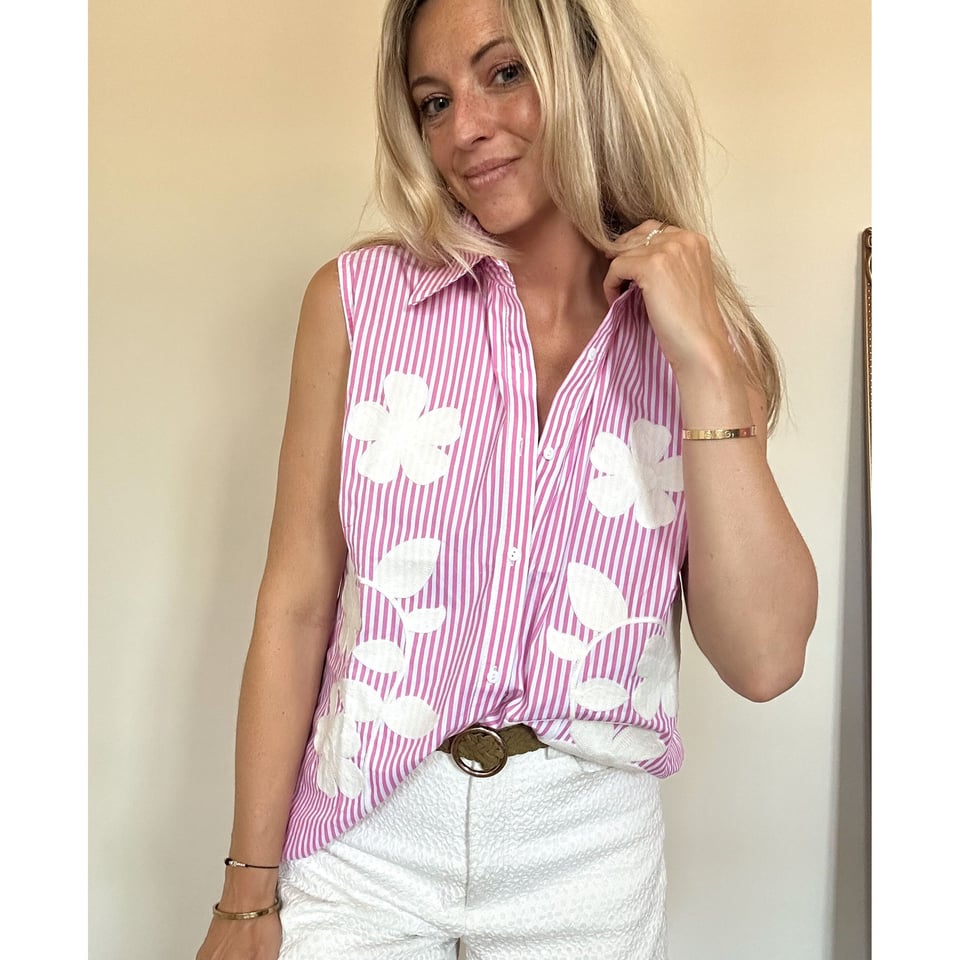 New Sleeveless Botanic blouse - Light Pink