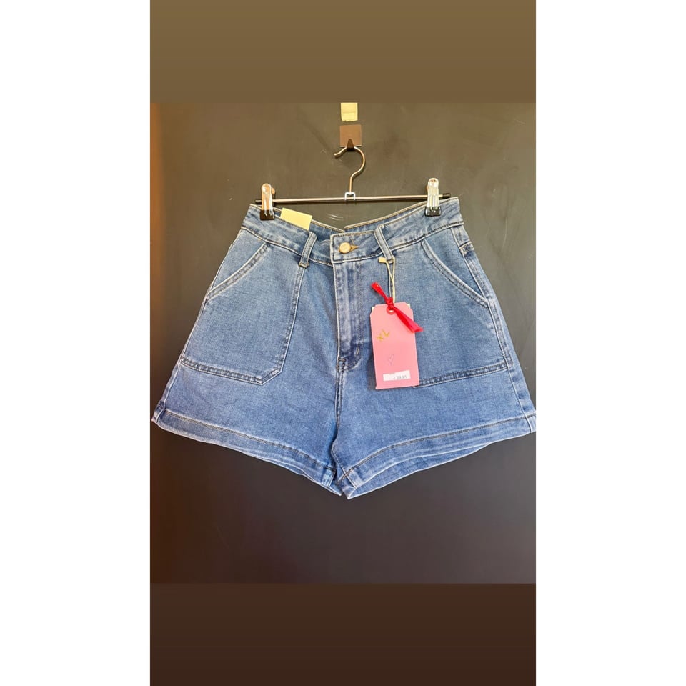 High Waist denim pocket Short