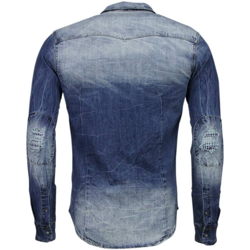 Denim Overhemd - Slim Fit Lange Mouwen Heren - Basic Denim - Blauw