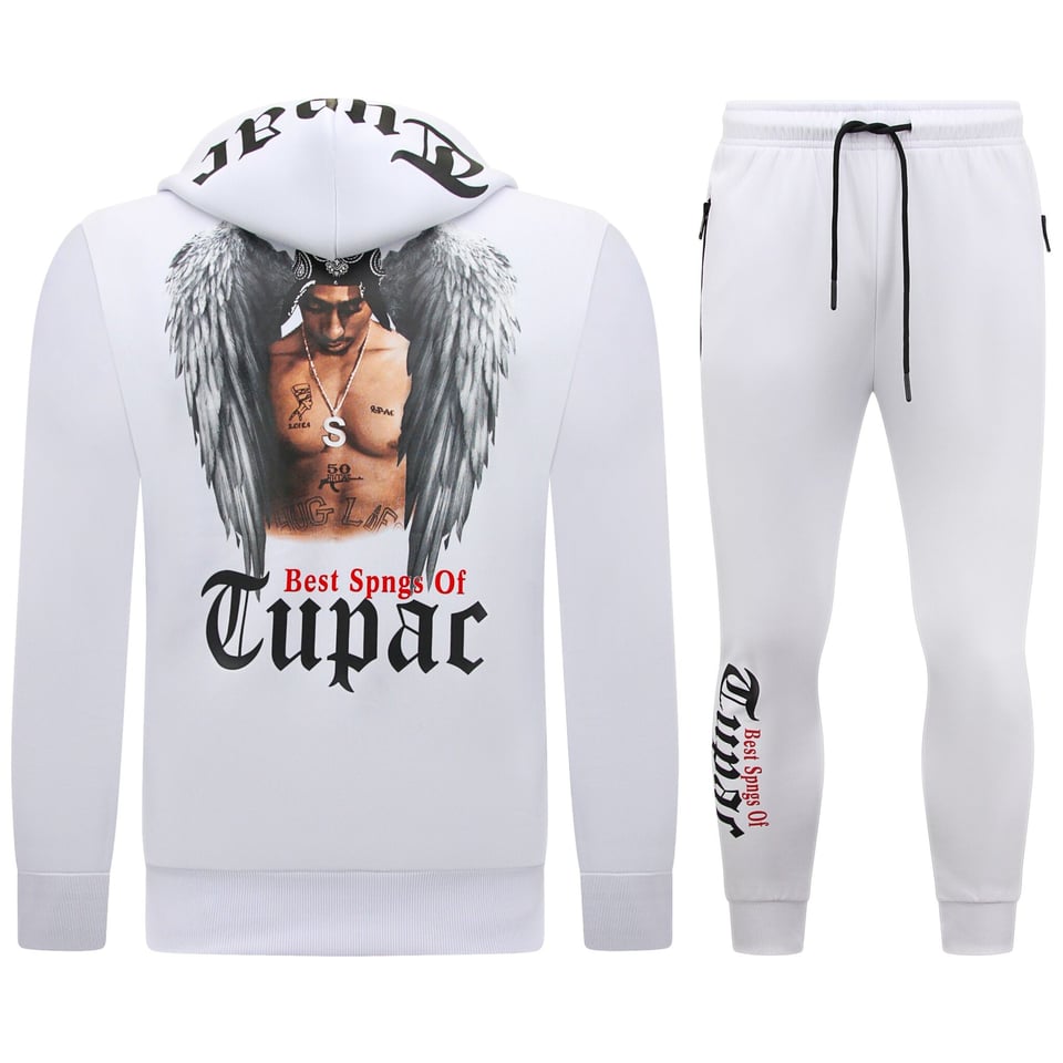 Joggingpak Heren 2pac - Trainingspak Tupac- Huispak - 10998 - Wit