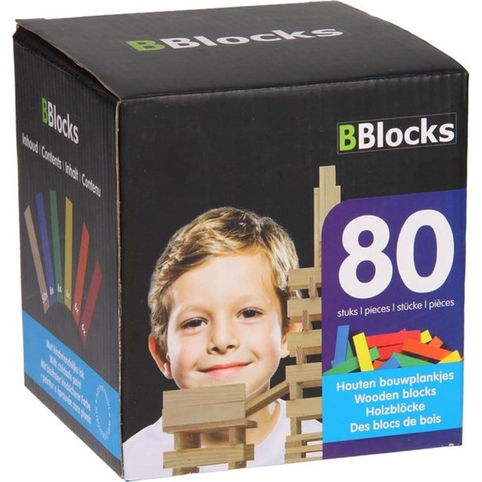 Bblocks Bouwplankjes in Doos Kleur 80 Stuks
