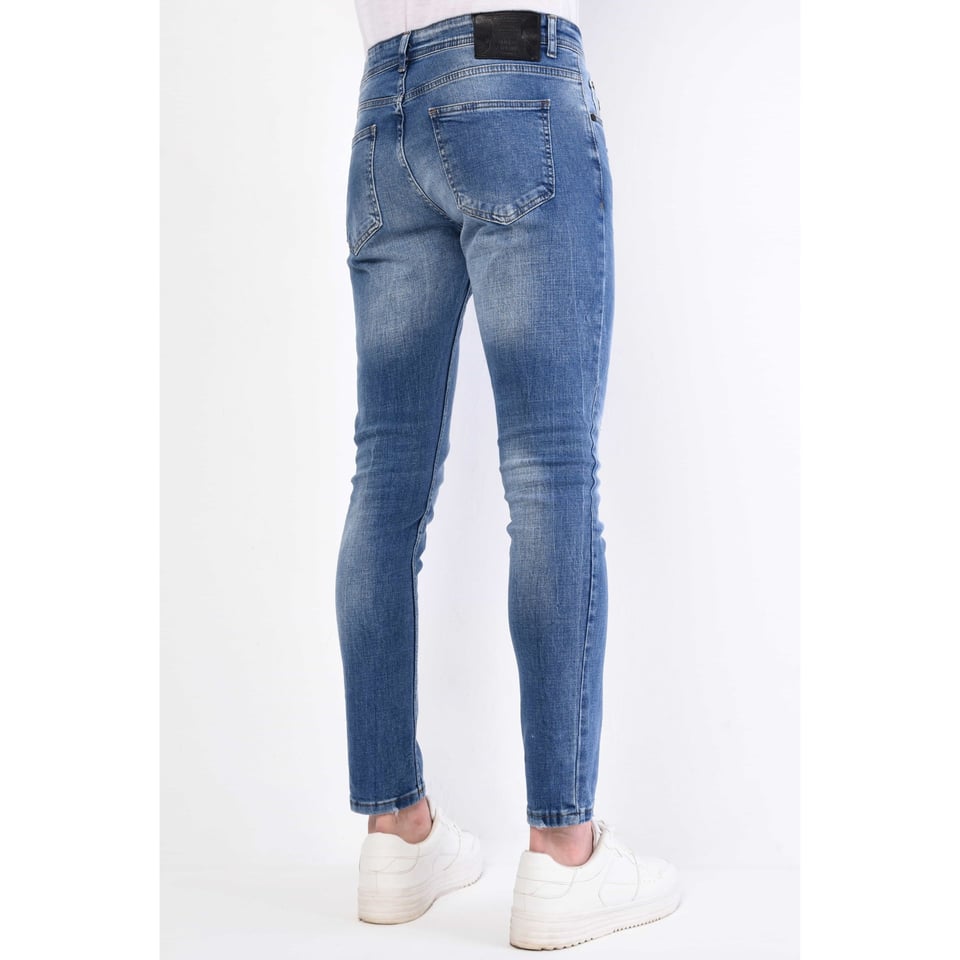 Broek Met Verfspatten Heren Slim Fit - 1063 - Blauw