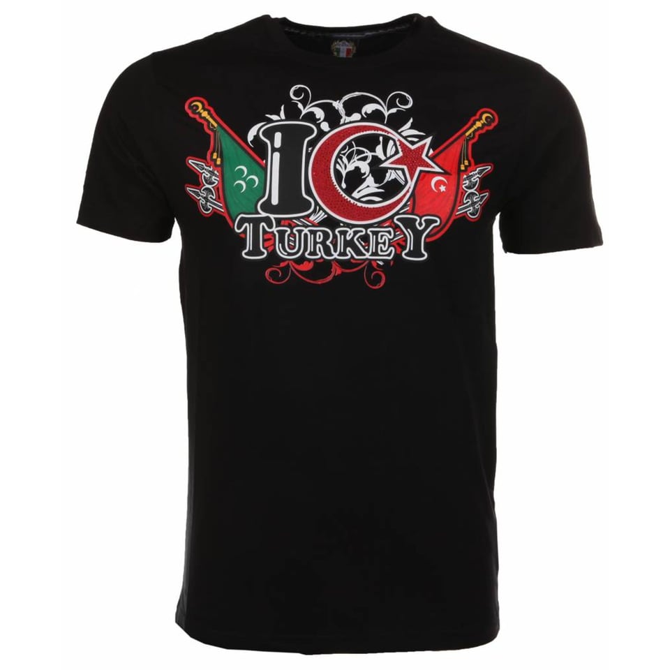 T-Shirt I Love Turkey - Zwart
