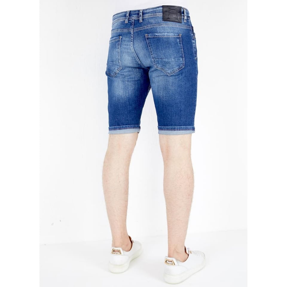 Exclusieve Korte Spijkerbroek Heren Stretch - 1041 - Blauw