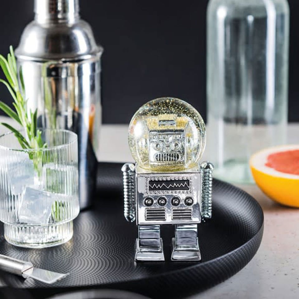 Robot Sneeuwbol Zilver, 13.5x5.2cm,
