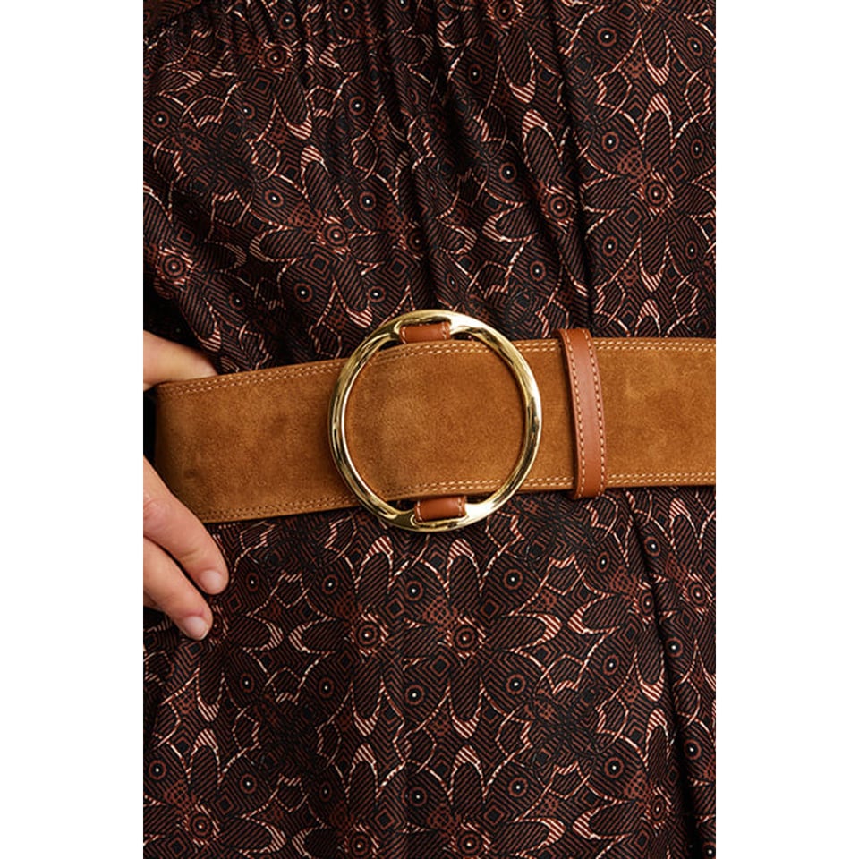 Idano Christie Leather Belt - Suede Camel