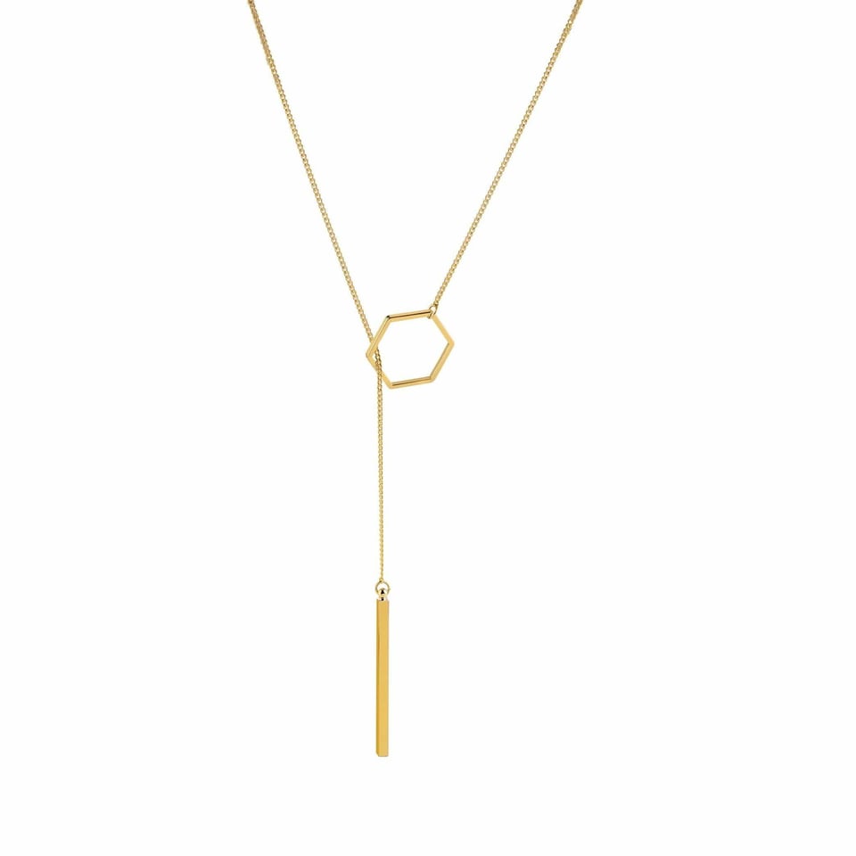 Rose Gold Plated Necklace with Hexagon and Rod